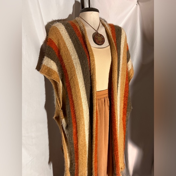 Kori Americ Sweaters - Kori America Striped Open Front Cardigan Vest S/M Boho Fall Layering